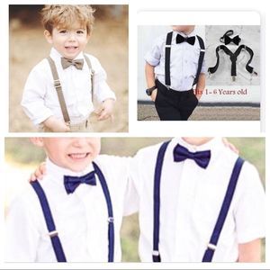Toddler Boy Wedding Bow Tie Suspenders  Grey 2+